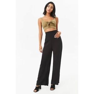 Wide-Leg Smocked Waistband Pants